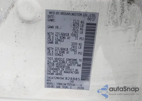 2017 Nissan Rogue Sl из США, поврежденный, VIN 5N1AT2MV3HC828885